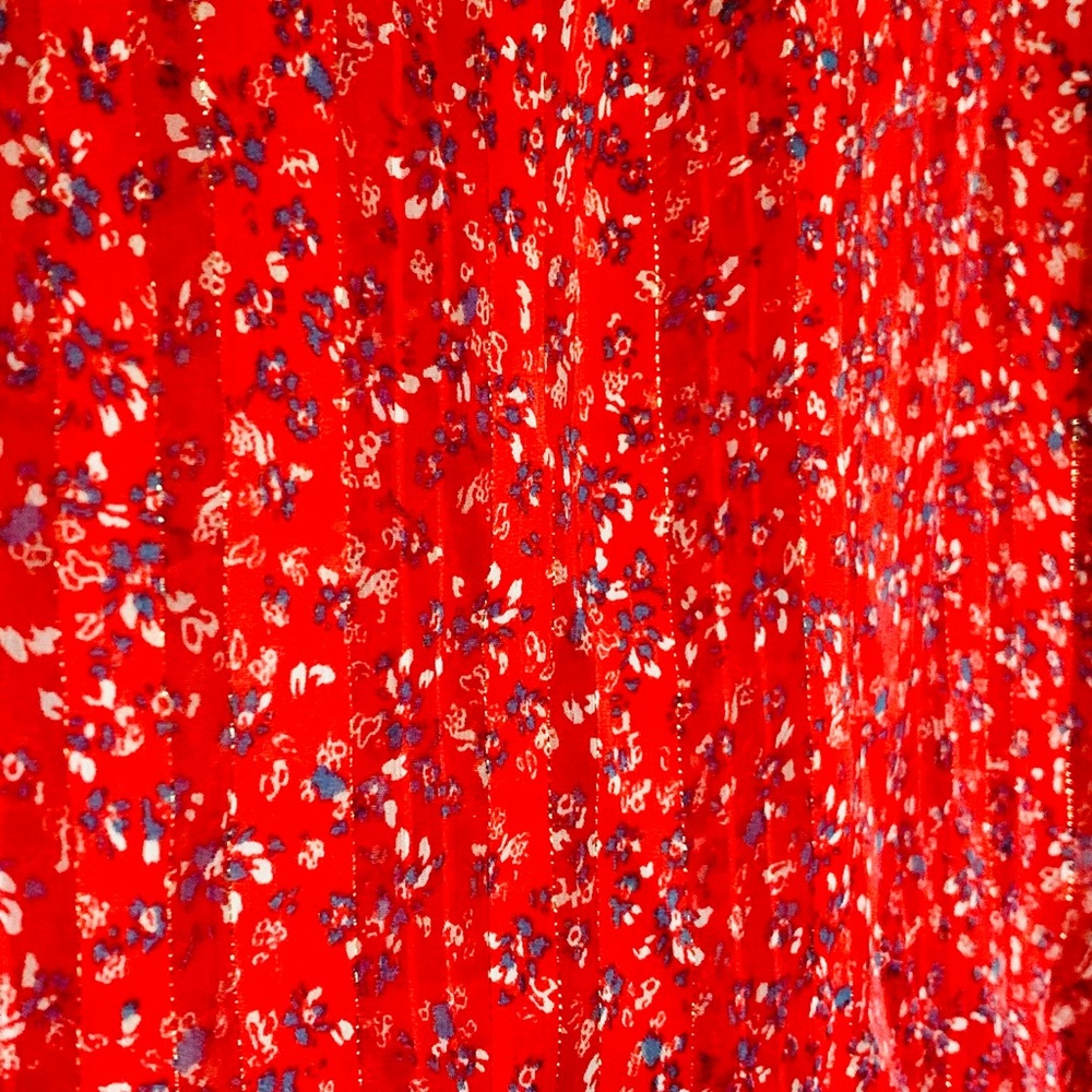Red georgette ruffle top - W5 
Size - M